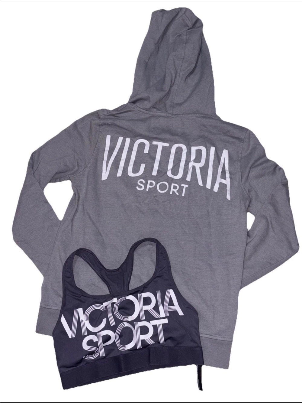 Victoria’s Secret Sport 2pc Bundle Full zip Hoodie / Sports Bra SZ.M Spellout